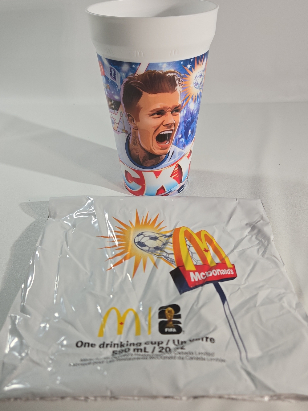 McDonald's FIFA Soccer Promotional Cup - White with Blue & Red Artwork - Beckham